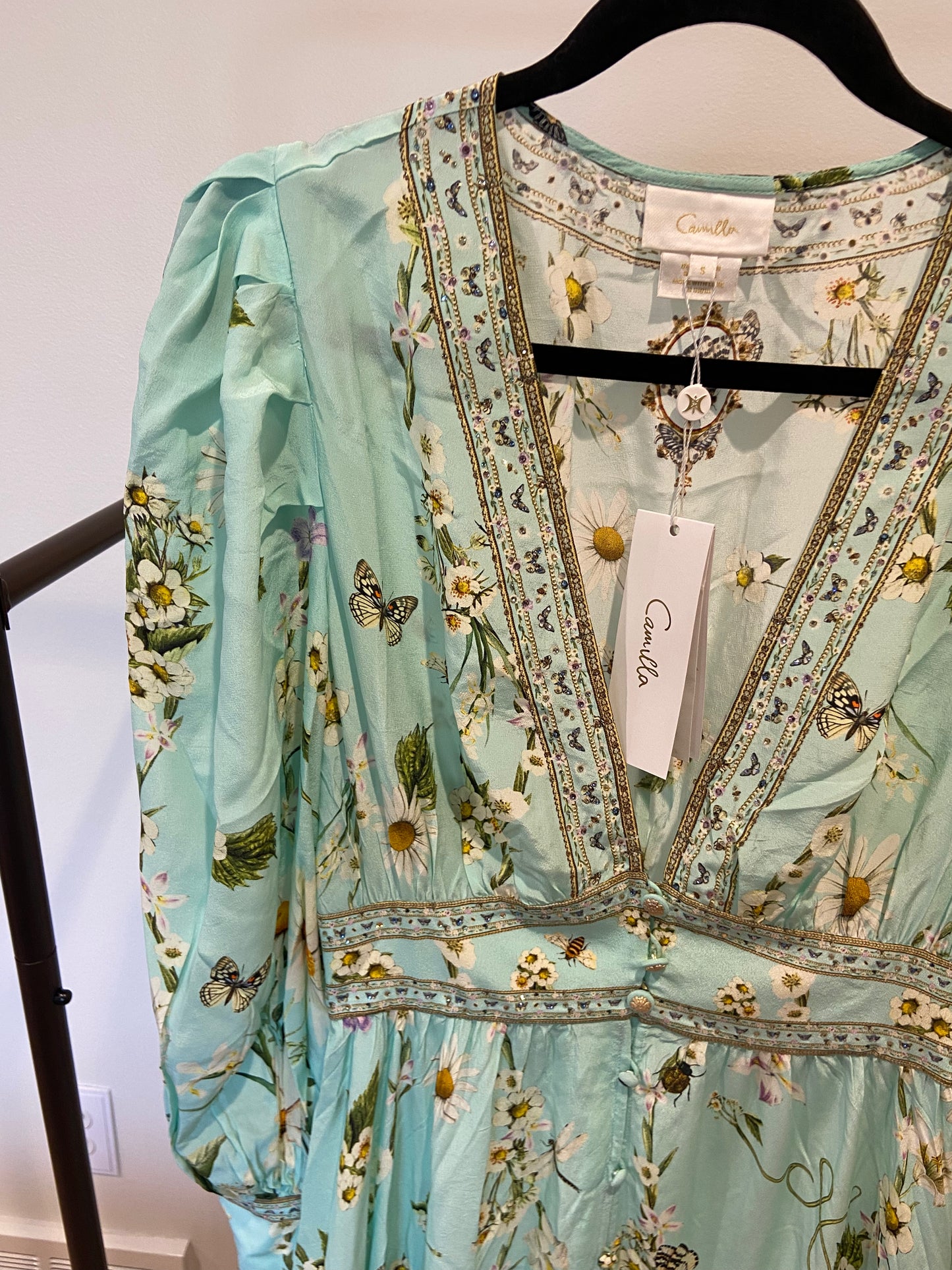 Camilla Long Button Front Dress in Floral Freefall size S