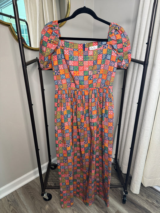 Coco Shop Navy Checkerboard Maxi Dress size S