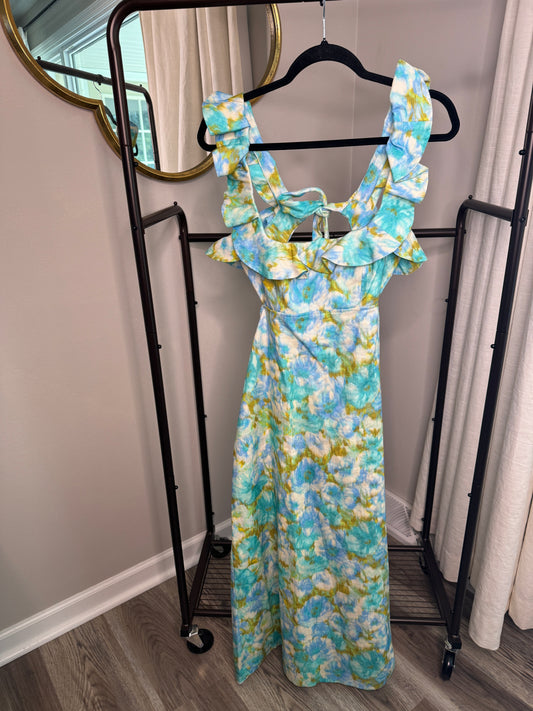 ZIMMERMANN High Tide Frilled Midi Dress size US 8