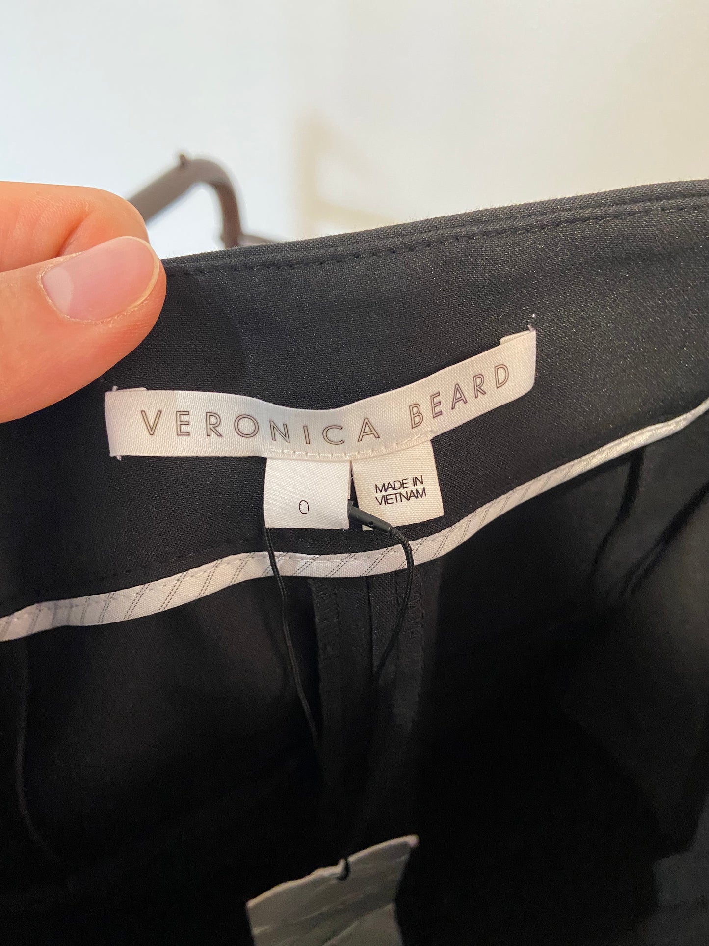 Veronica Beard Renzo Crest Button Pant in Black/Silver size 0