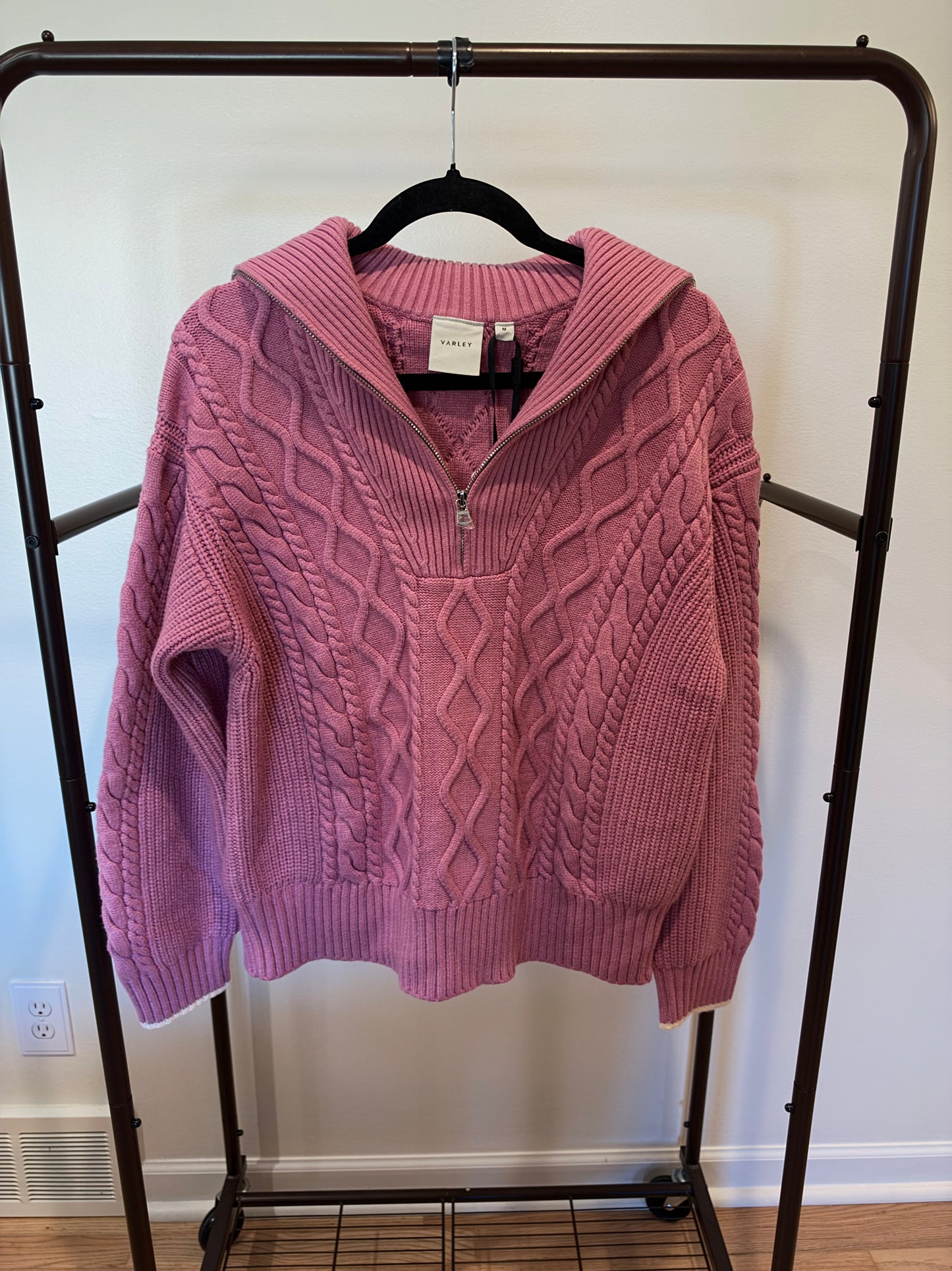 Varley Didi Relaxed Cable Half Zip Sweater size M