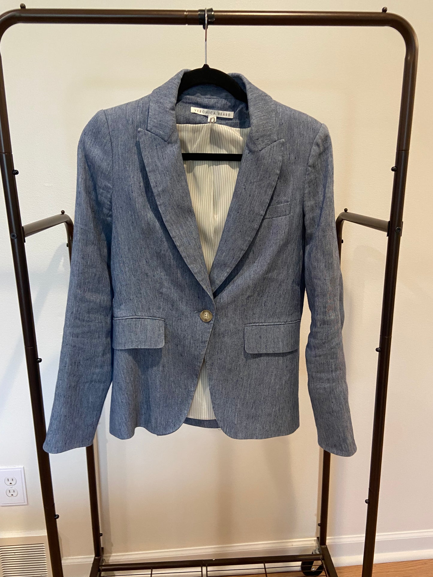 Veronica Beard One-Button Cutaway Jacket Blazer in Blue size 2
