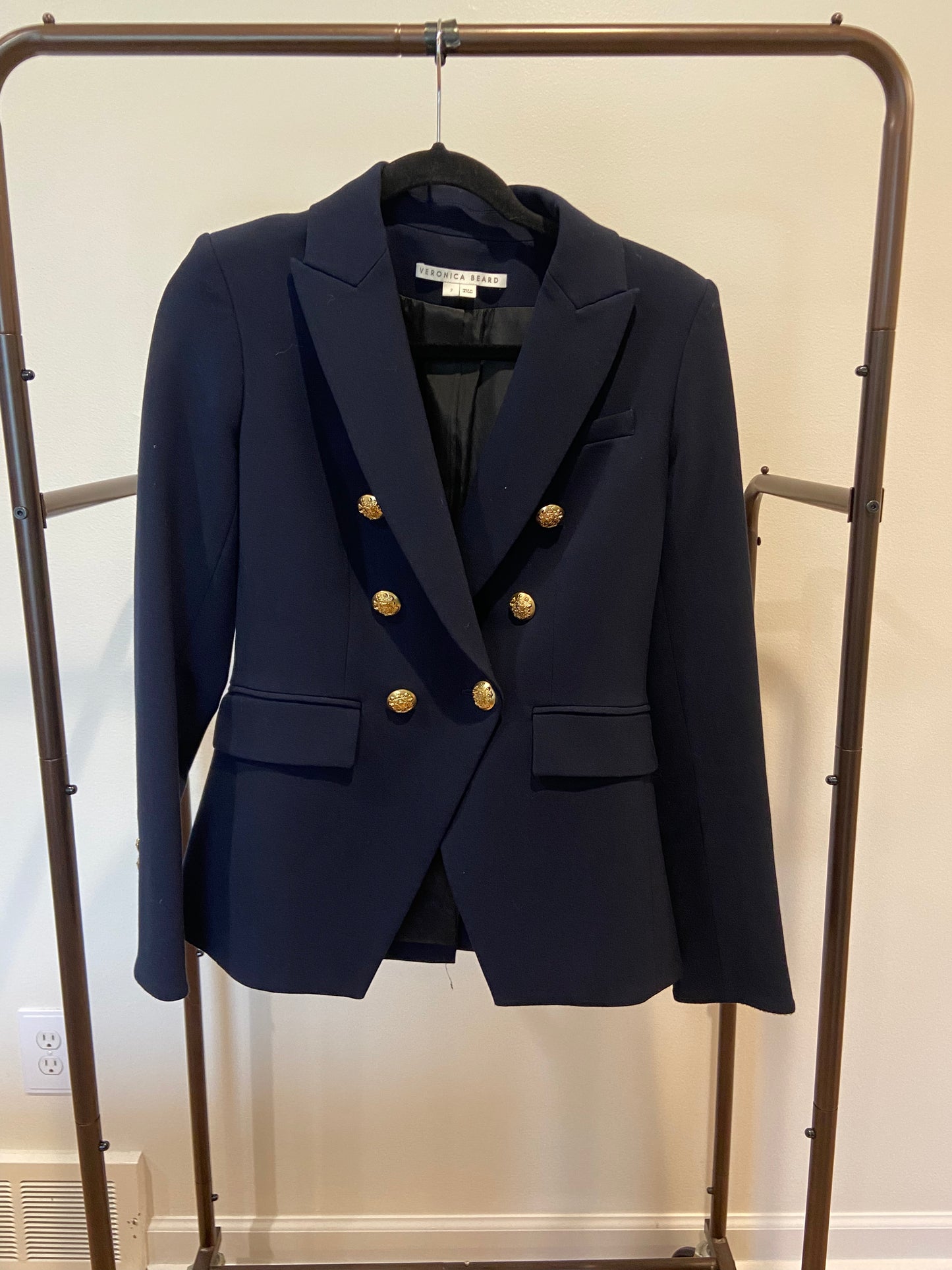 Veronica Beard Miller Dickey Jacket Navy Blue with Gold Buttons size 2