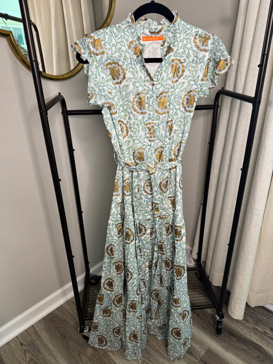 Oliphant Ruffle Neck Maxi Dress size XS