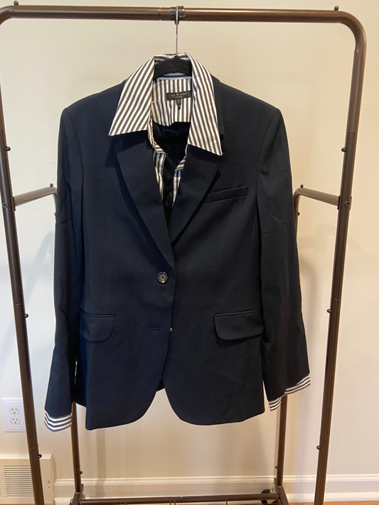 Rag and Bone Frank Navy Mixed-Media Blazer size 2