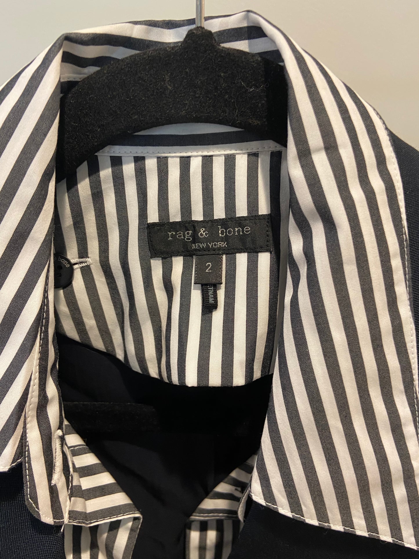 Rag and Bone Frank Navy Mixed-Media Blazer size 2
