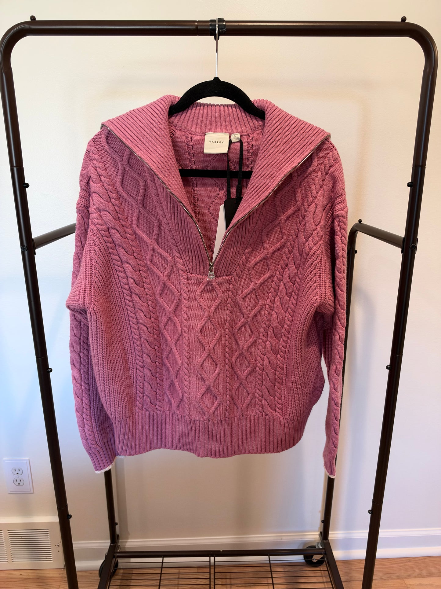 Varley Didi Relaxed Cable Half Zip Sweater size L