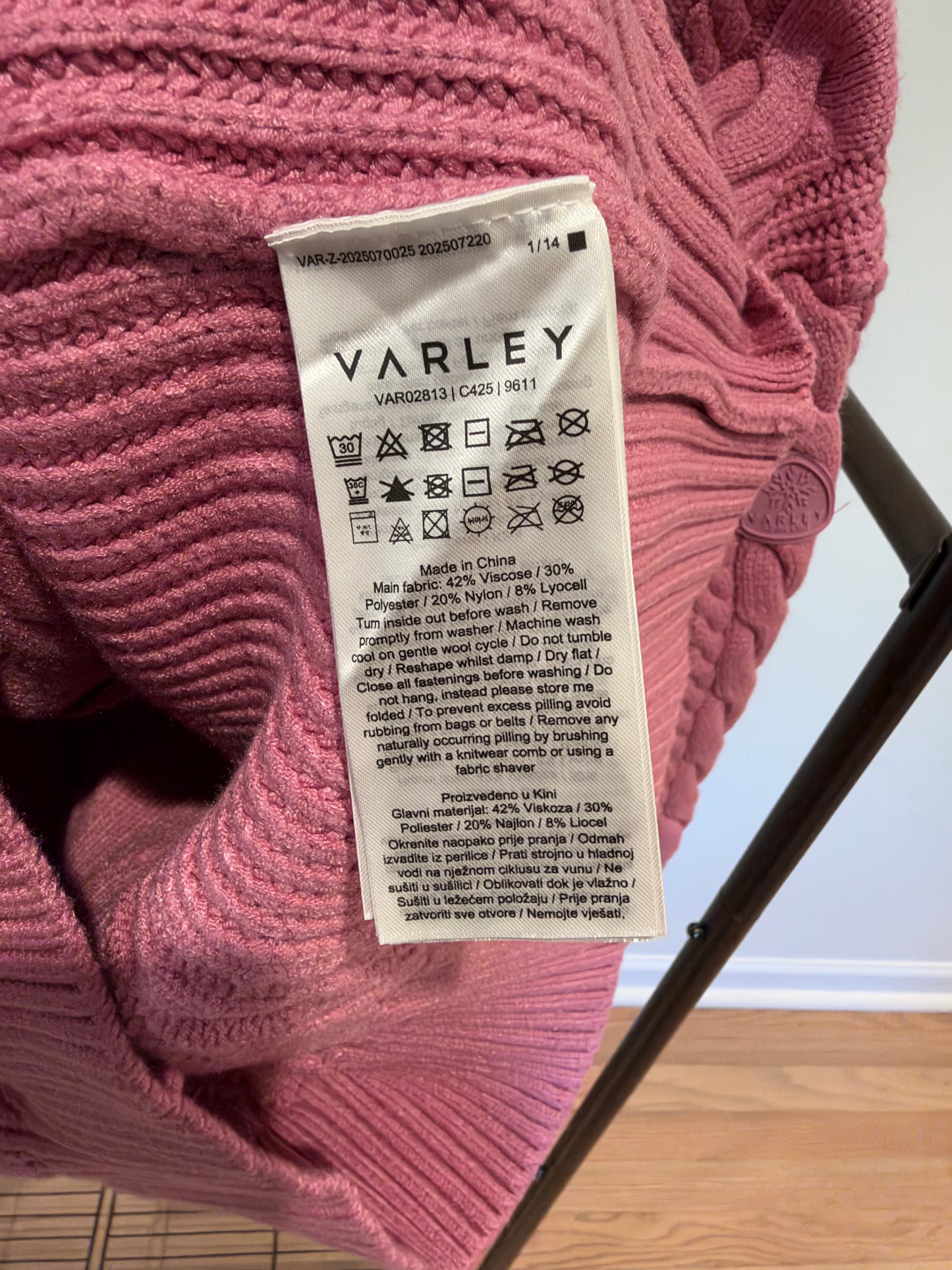 Varley Didi Relaxed Cable Half Zip Sweater size L