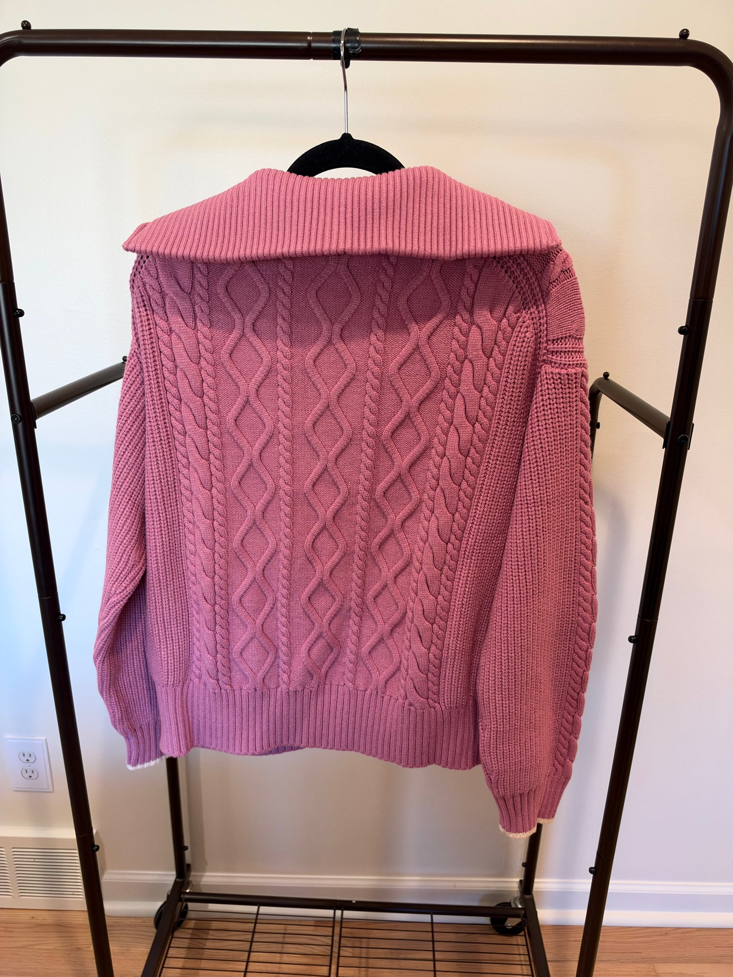 Varley Didi Relaxed Cable Half Zip Sweater size L