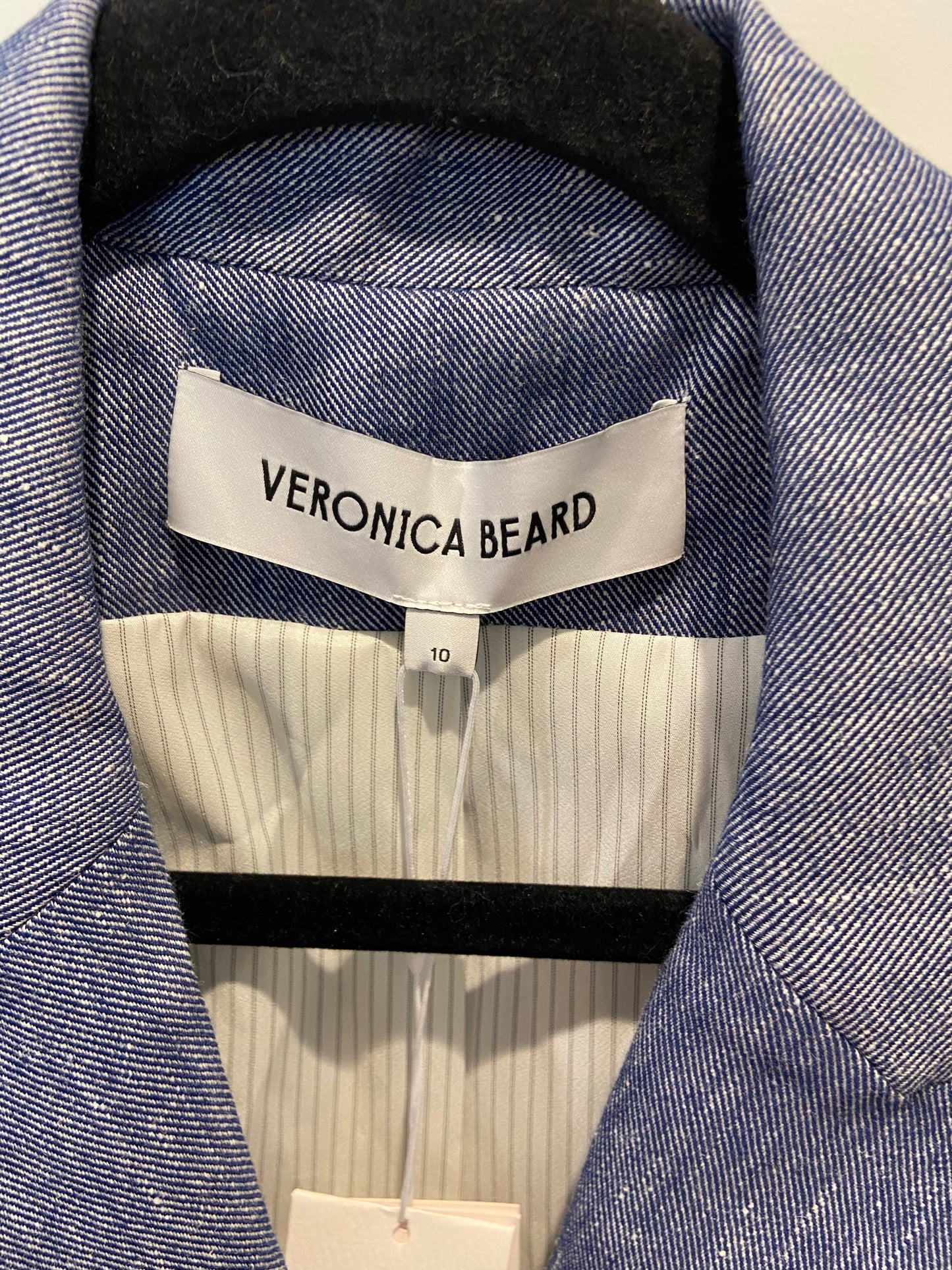 Veronica Beard Miller Linen Blend Dickey Jacket Blue Melange size 10