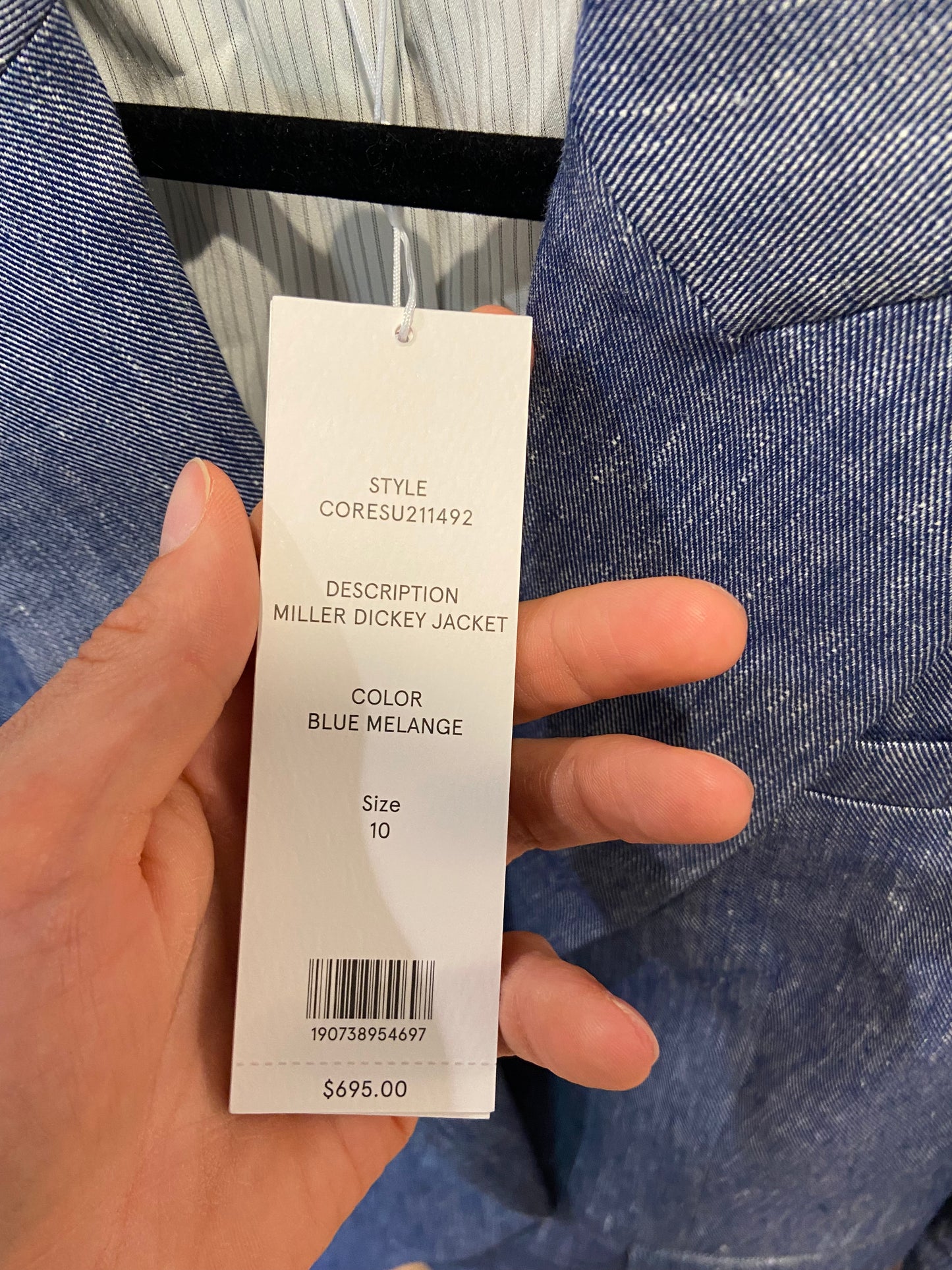Veronica Beard Miller Linen Blend Dickey Jacket Blue Melange size 10