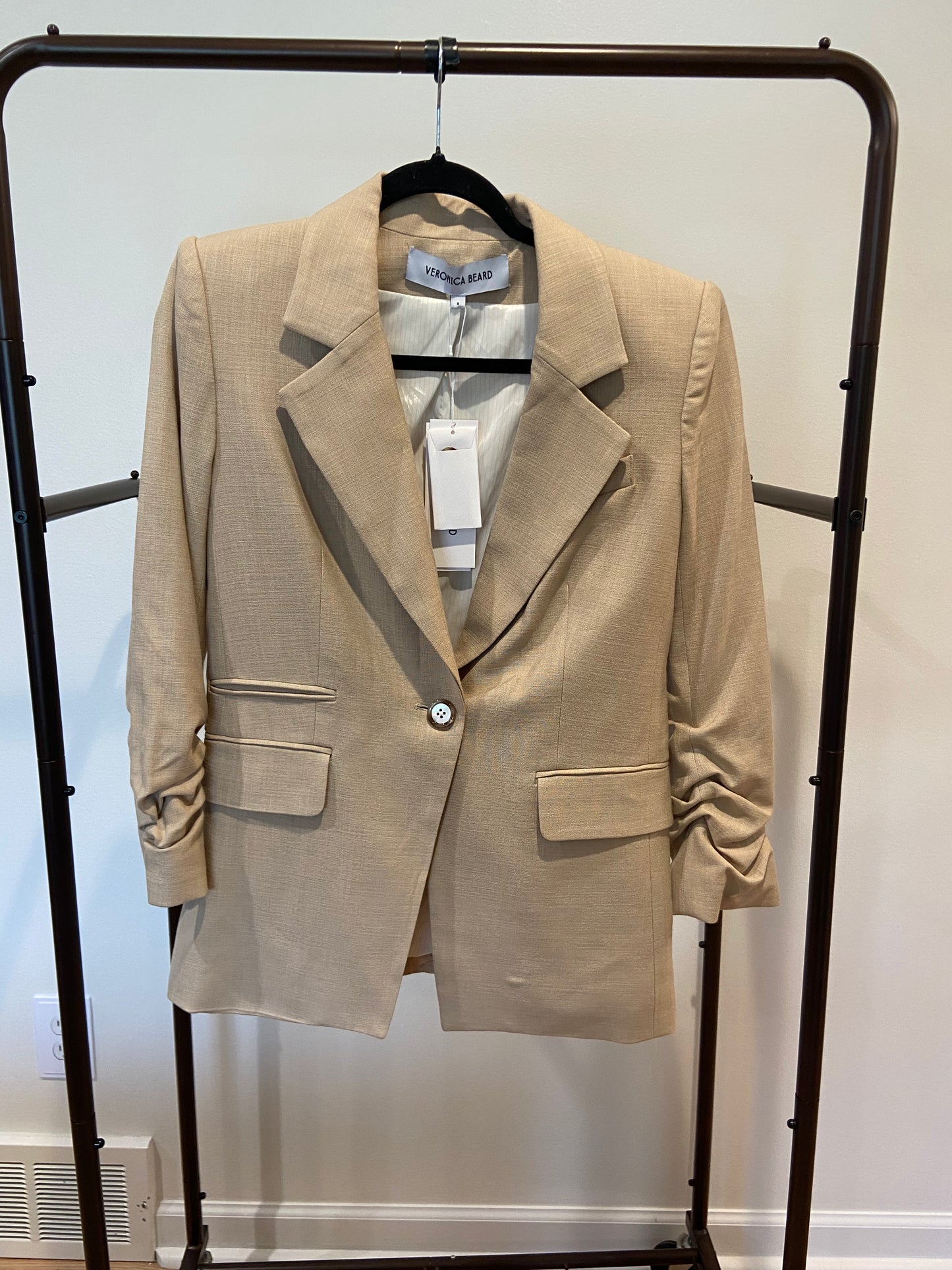 Veronica Beard Battista Dickey Jacket Blazer in Stone Khaki size 8