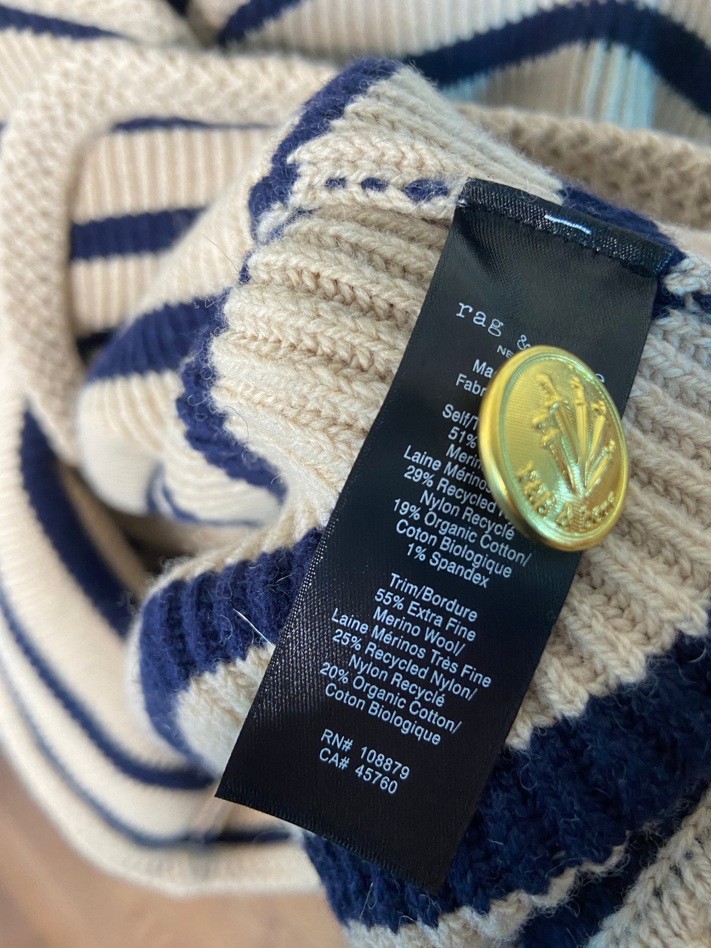 Rag and Bone Nancy Striped Cardigan in Oatmeal size L