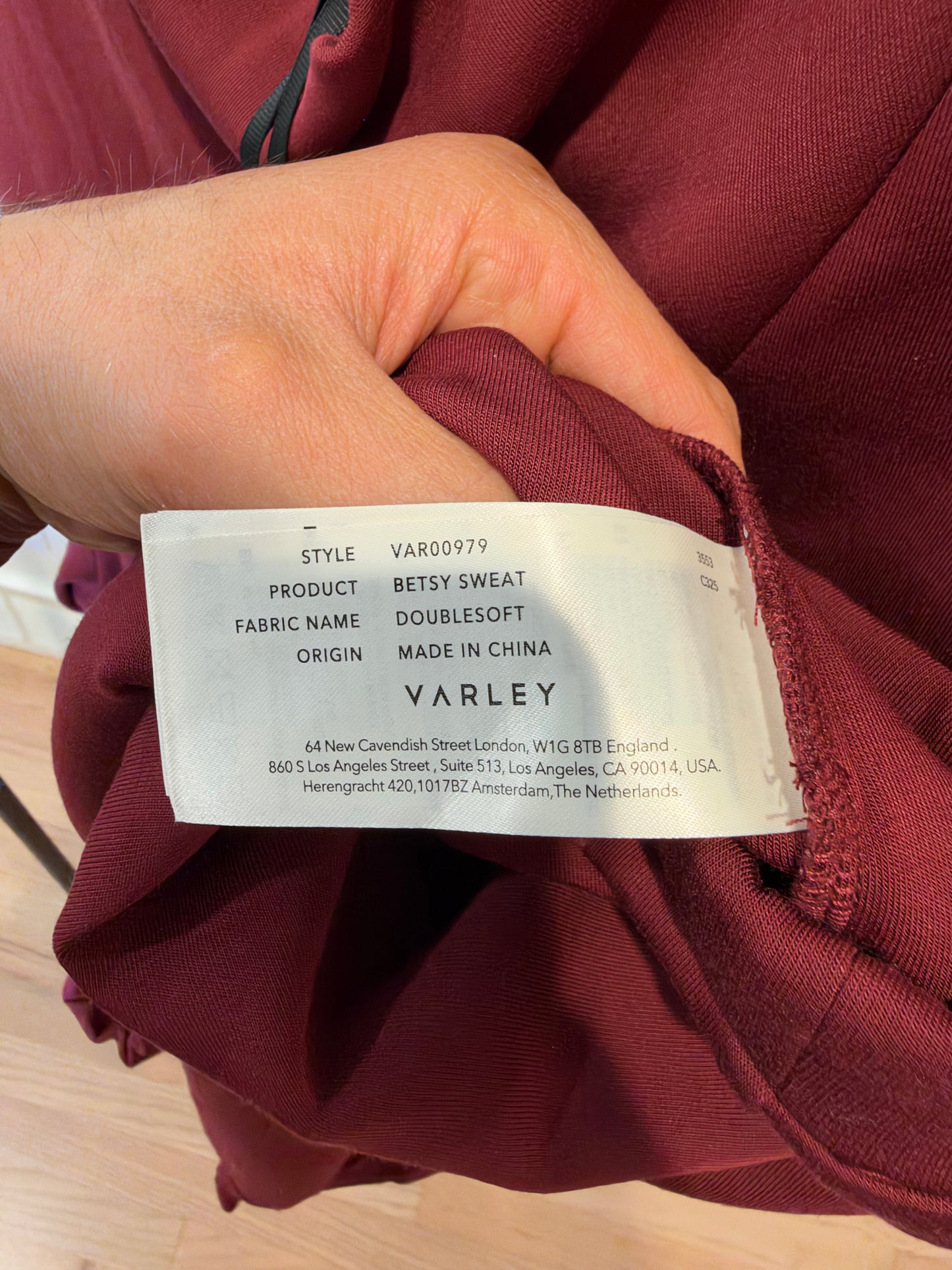 Varley Betsy Sweat Maroon Sweater in New Maroon size S
