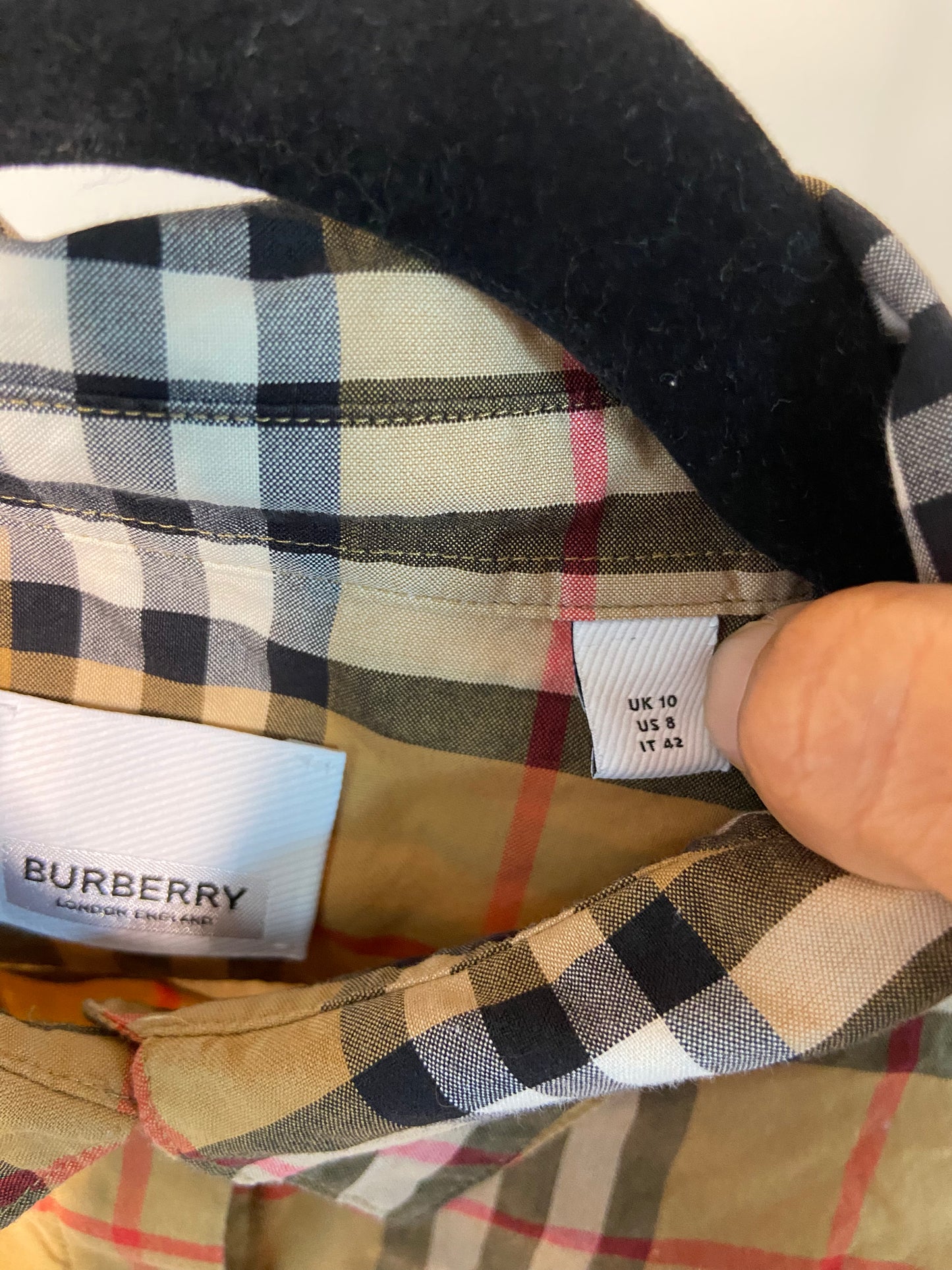 Burberry Vintage Check Button Down Shirt in Antique Yellow size 8