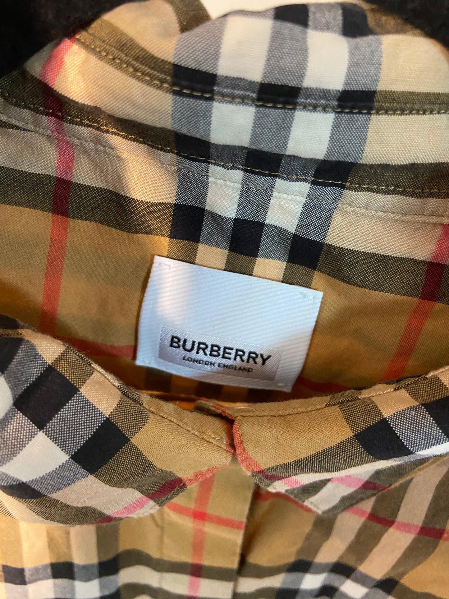 Burberry Vintage Check Button Down Shirt in Antique Yellow size 8