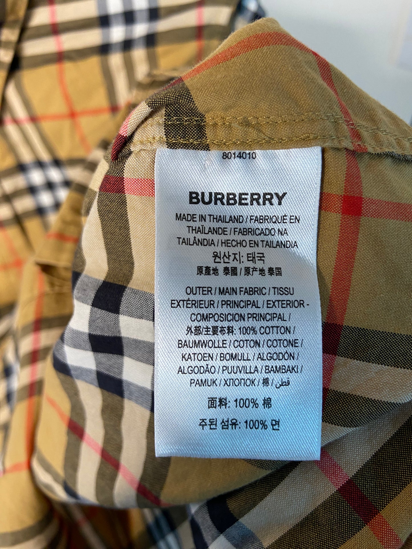 Burberry Vintage Check Button Down Shirt in Antique Yellow size 8