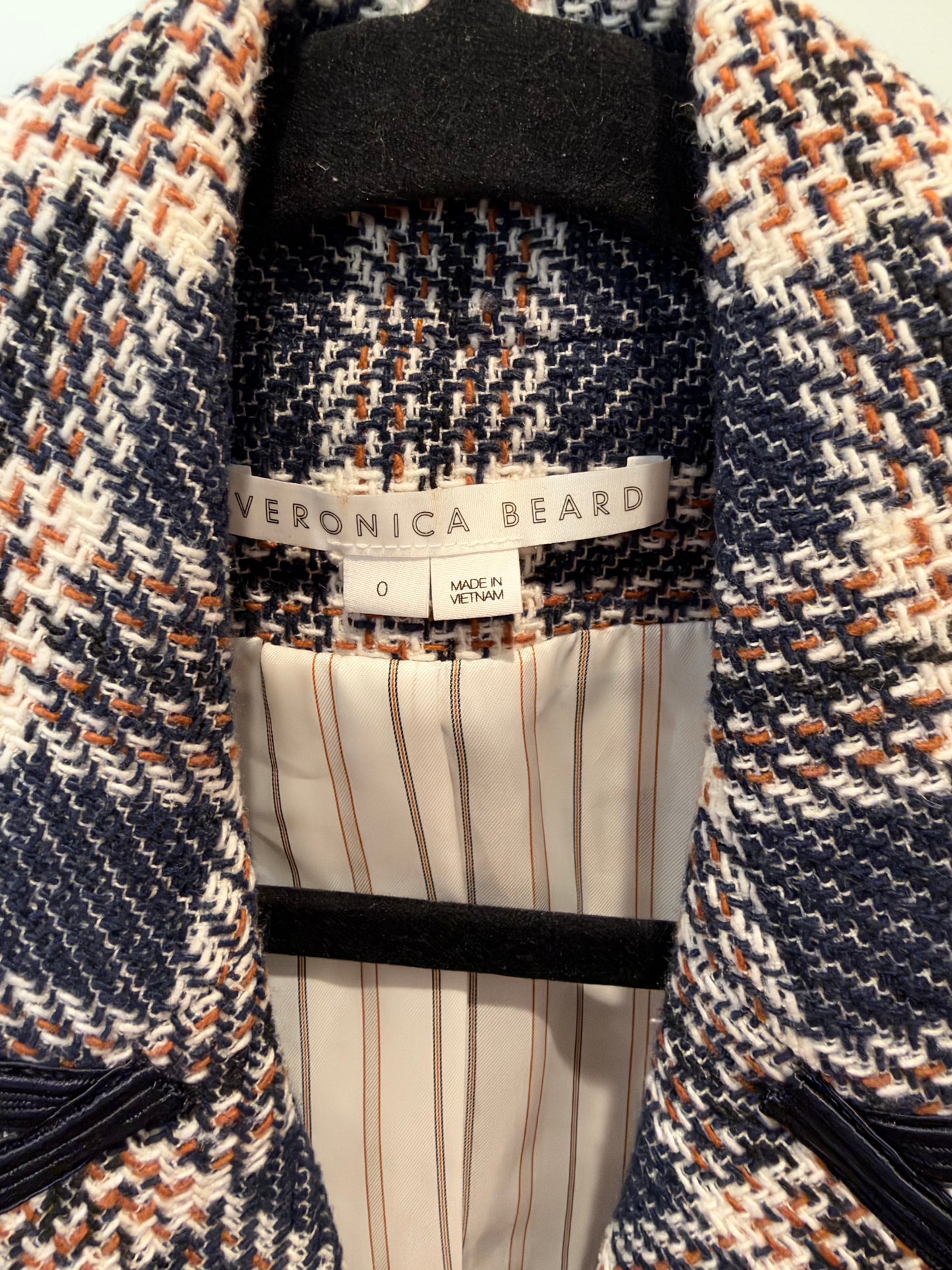 Veronica Beard Aise Double-Breasted Cotton Plaid Jacket size 0