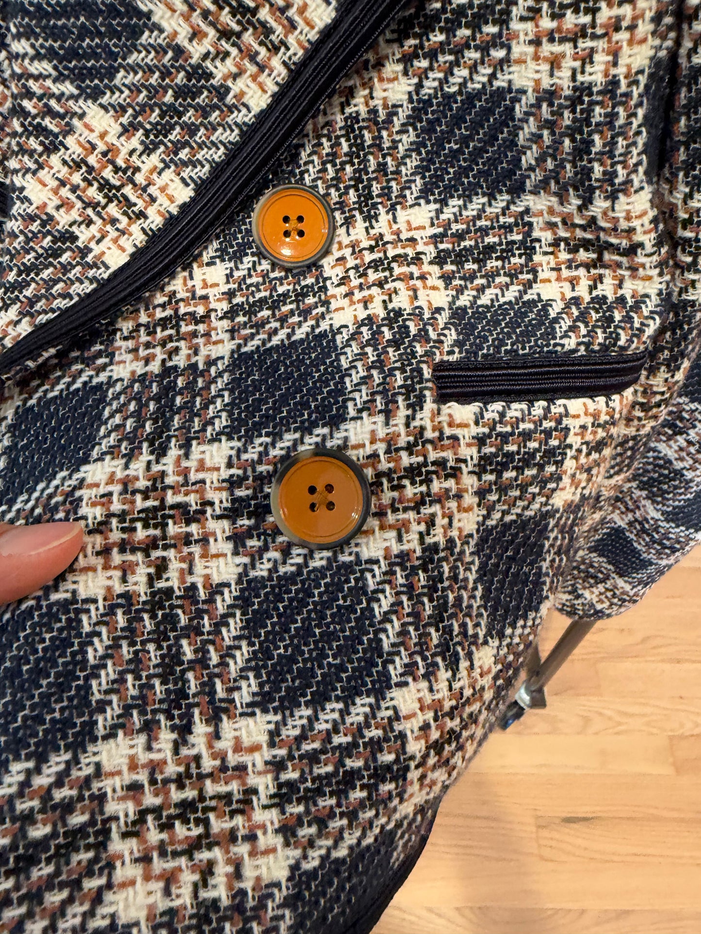 Veronica Beard Aise Double-Breasted Cotton Plaid Jacket size 0