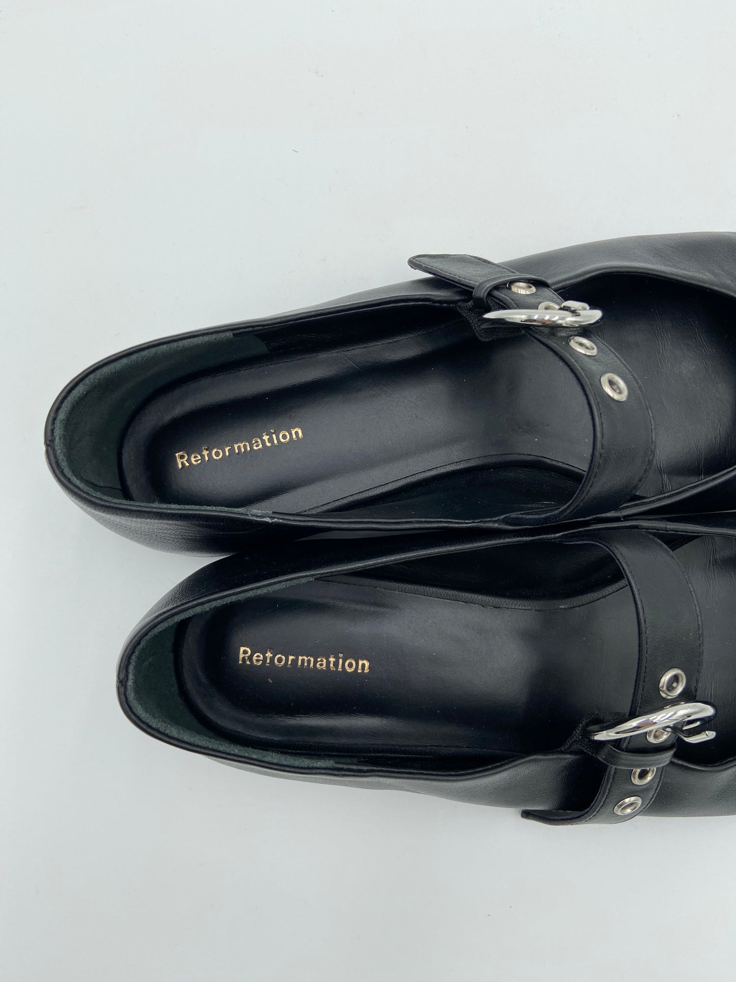 Reformation Bethany Mary Jane Flat in Black size 9.5