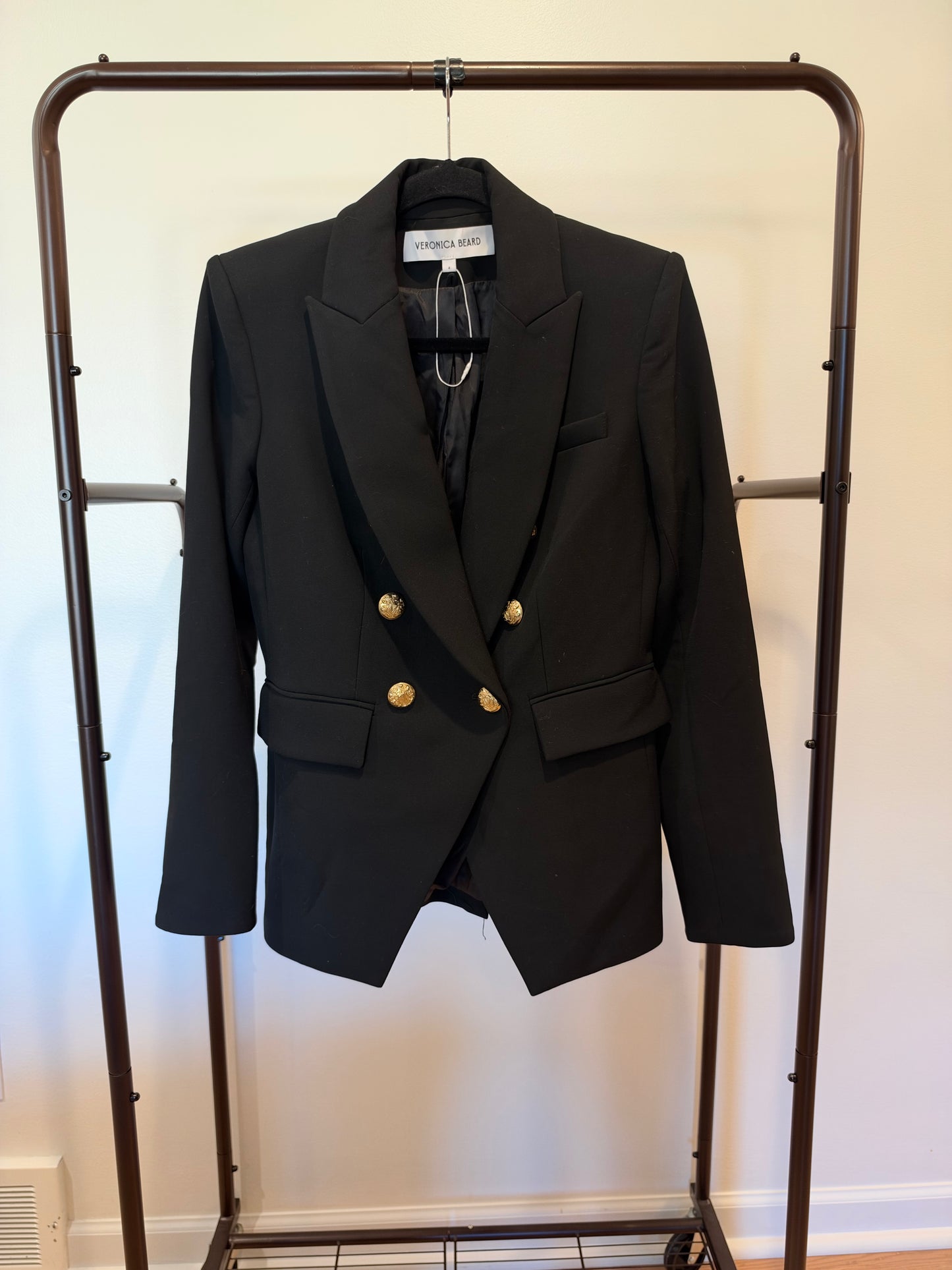 Veronica Beard Miller Dickey Blazer Jacket Black and Gold size 4