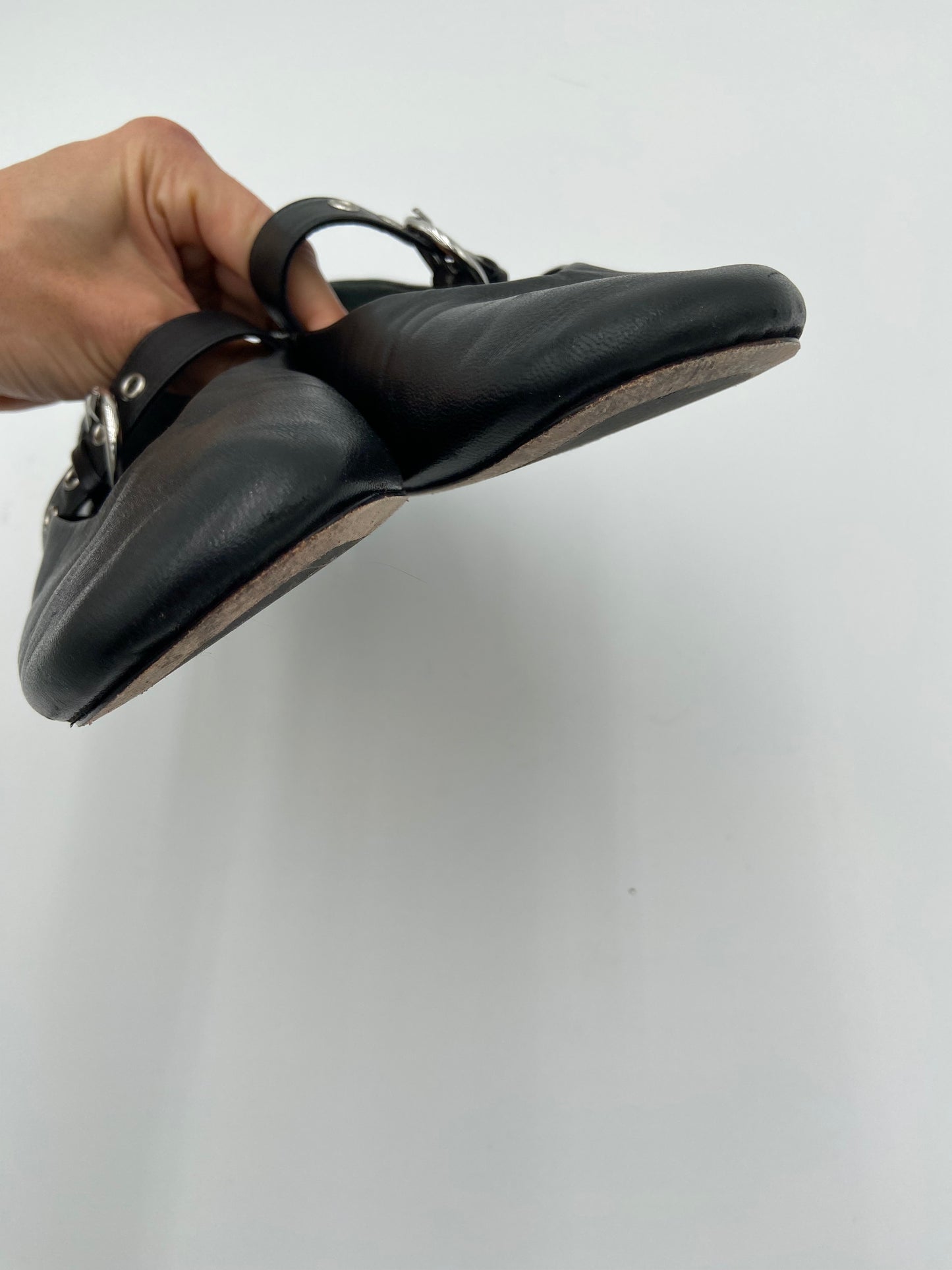 Reformation Bethany Mary Jane Flat in Black size 9.5