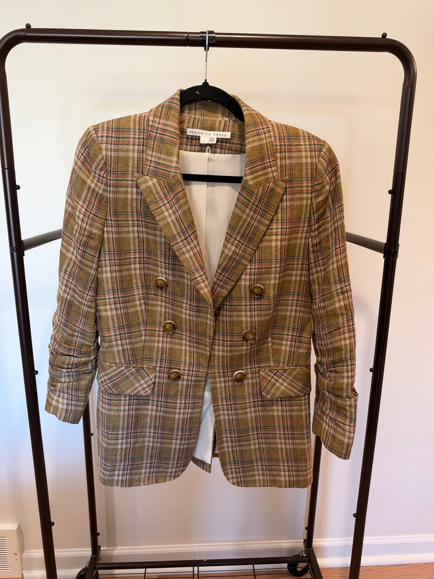 Veronica Beard Beacon Plaid Dickey Blazer Jacket in Green size 6