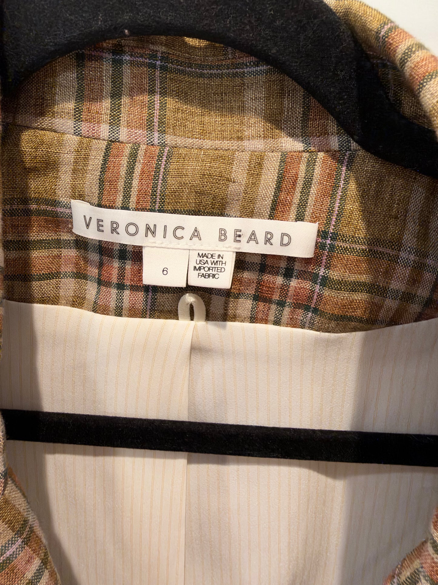 Veronica Beard Beacon Plaid Dickey Blazer Jacket in Green size 6