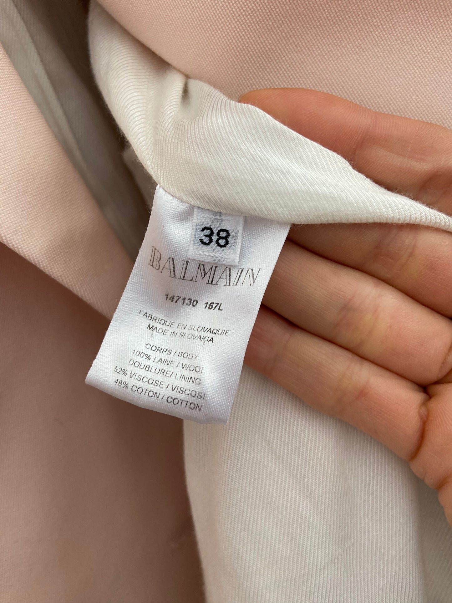 Balmain Wool Double Breasted Blazer Pink Gold size 38 - US 6