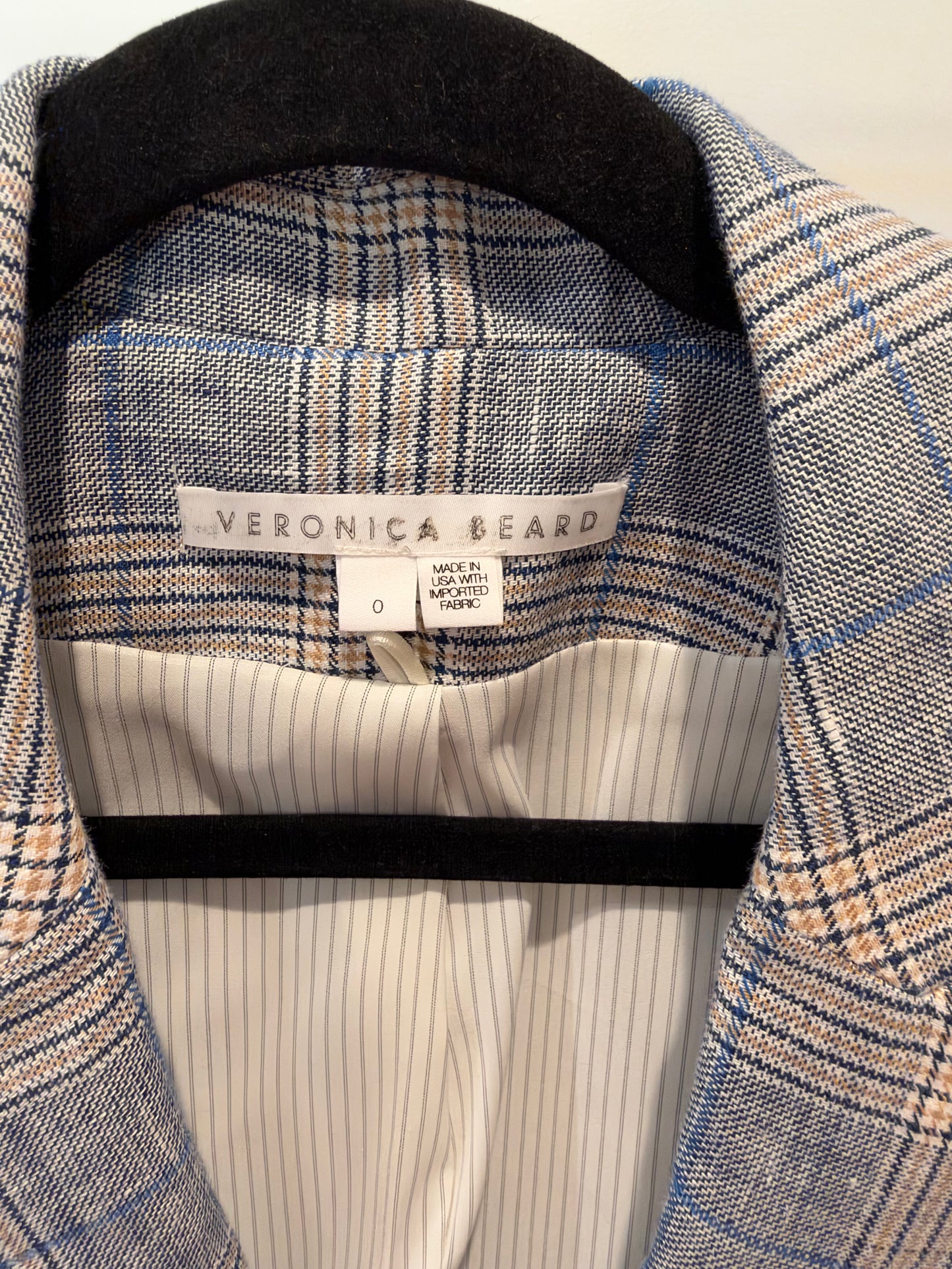 Veronica Beard Blue Plaid Beacon Dickey Jacket size 0