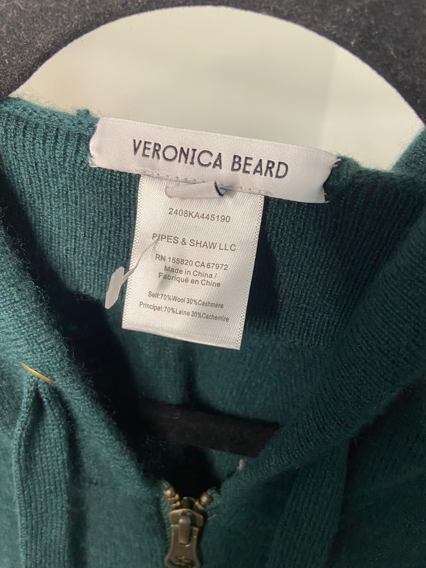 Veronica Beard Green Cashmere Dickey size 00-14