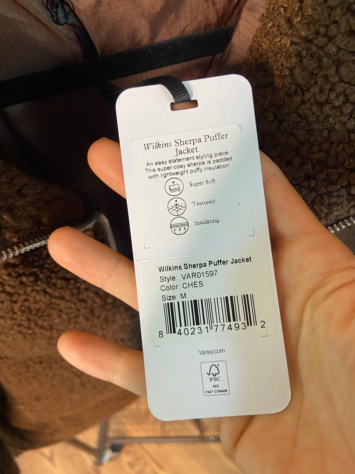 Varley Wilkins Sherpa Puffer Jacket size M
