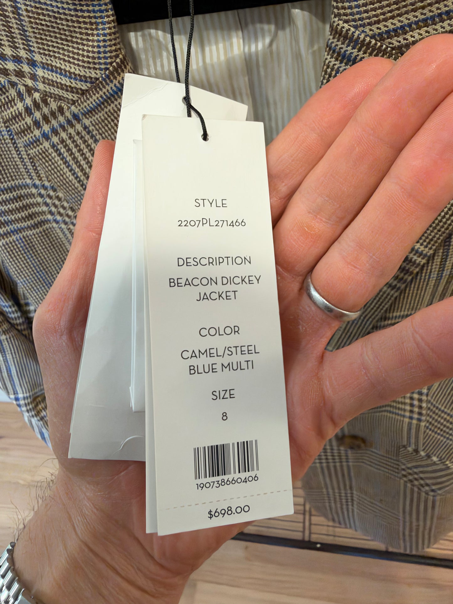 Veronica Beard Beacon Plaid Linen Dickey Blazer Jacket Size 8