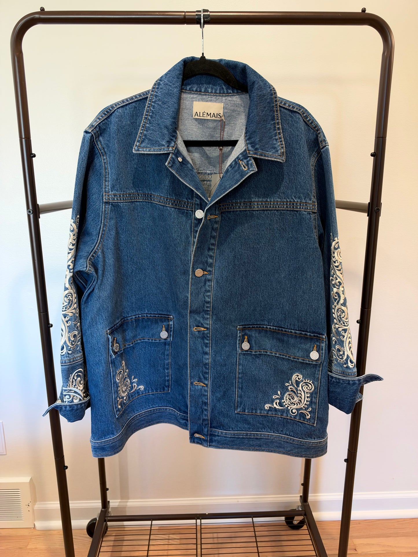 Alemais Jacones Embroidered Denim Jacket size AU 12 US 8
