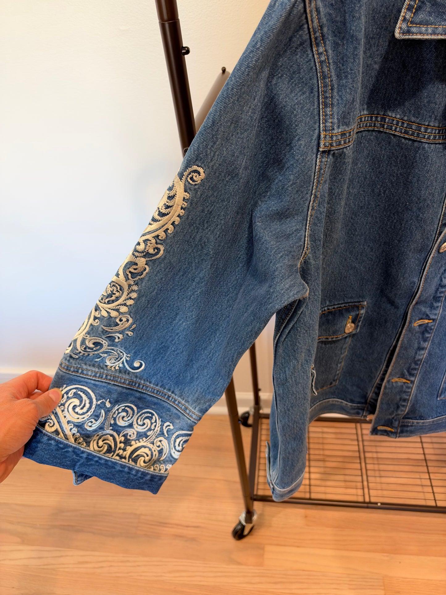 Alemais Jacones Embroidered Denim Jacket size AU 12 US 8