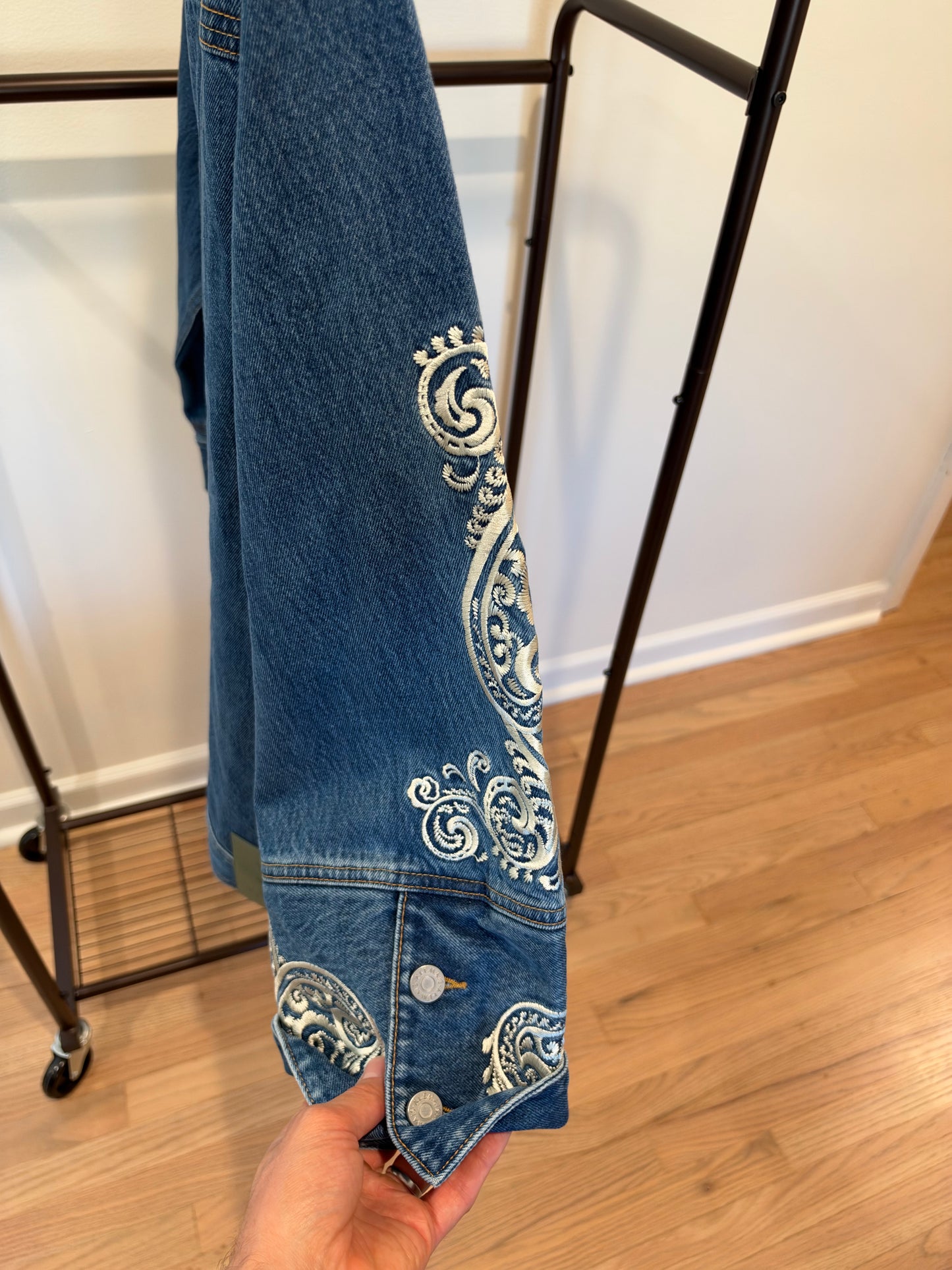 Alemais Jacones Embroidered Denim Jacket size AU 12 US 8