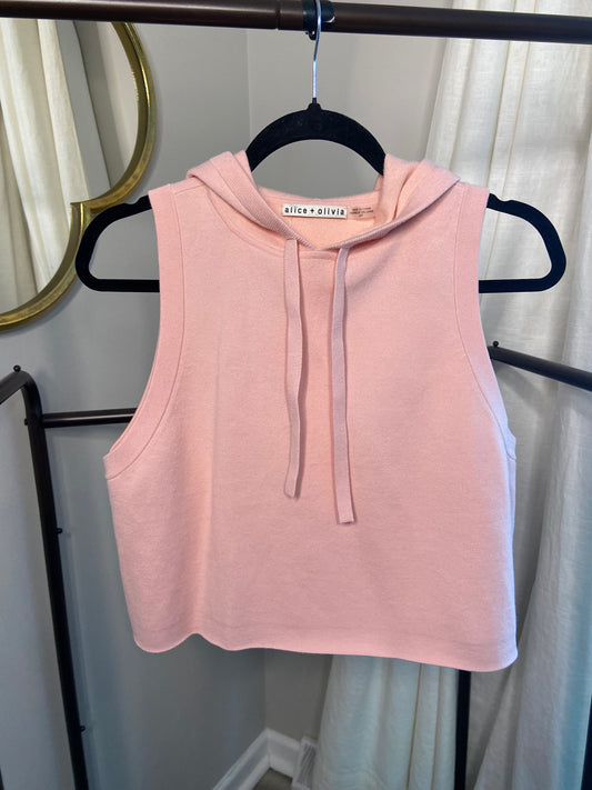 Alice and Olivia English Rose Boxy Crop Vena Hoodie Vest size S