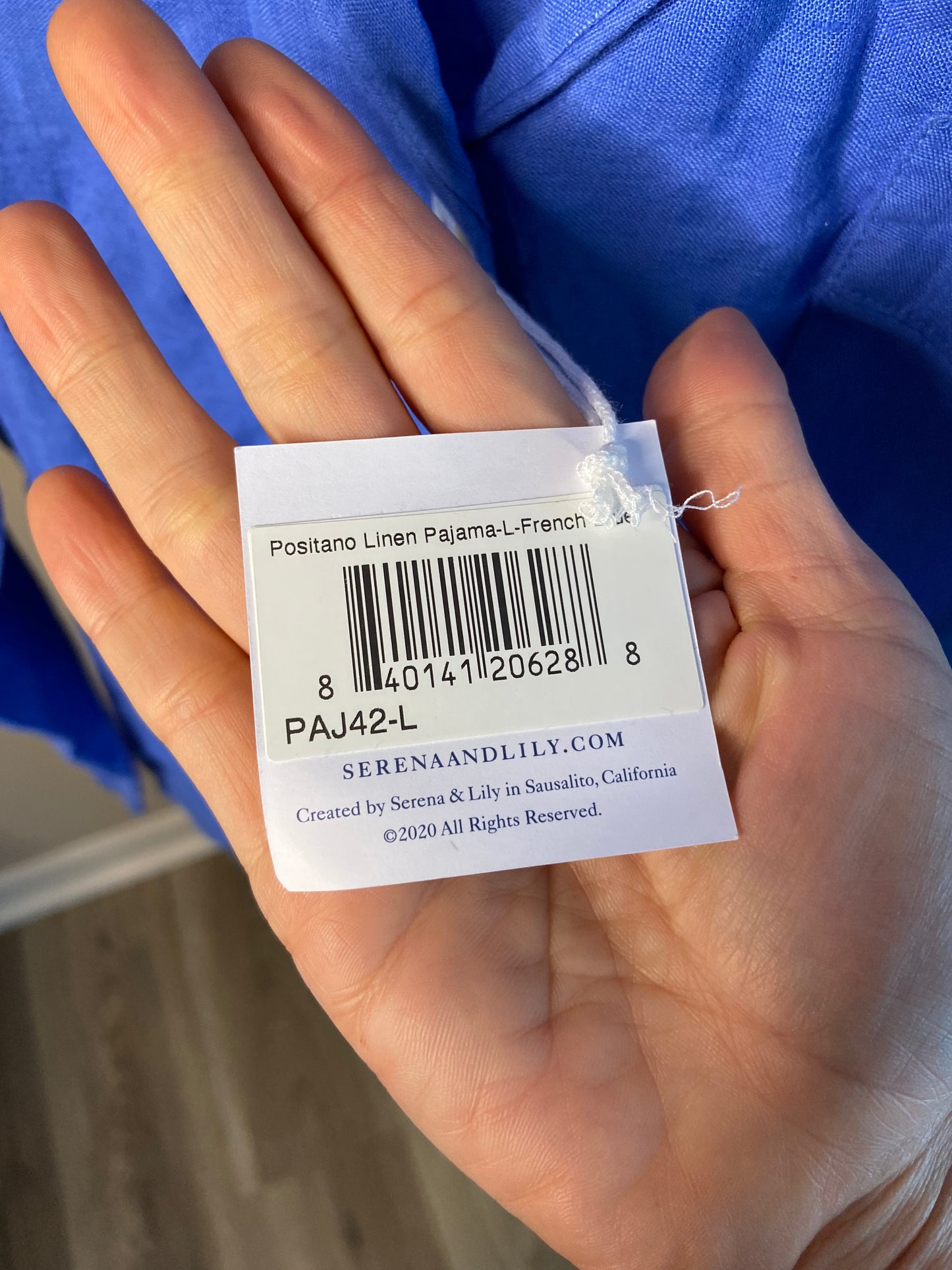 Serena and Lilly Positano Linen Pajamas in French Blue size L