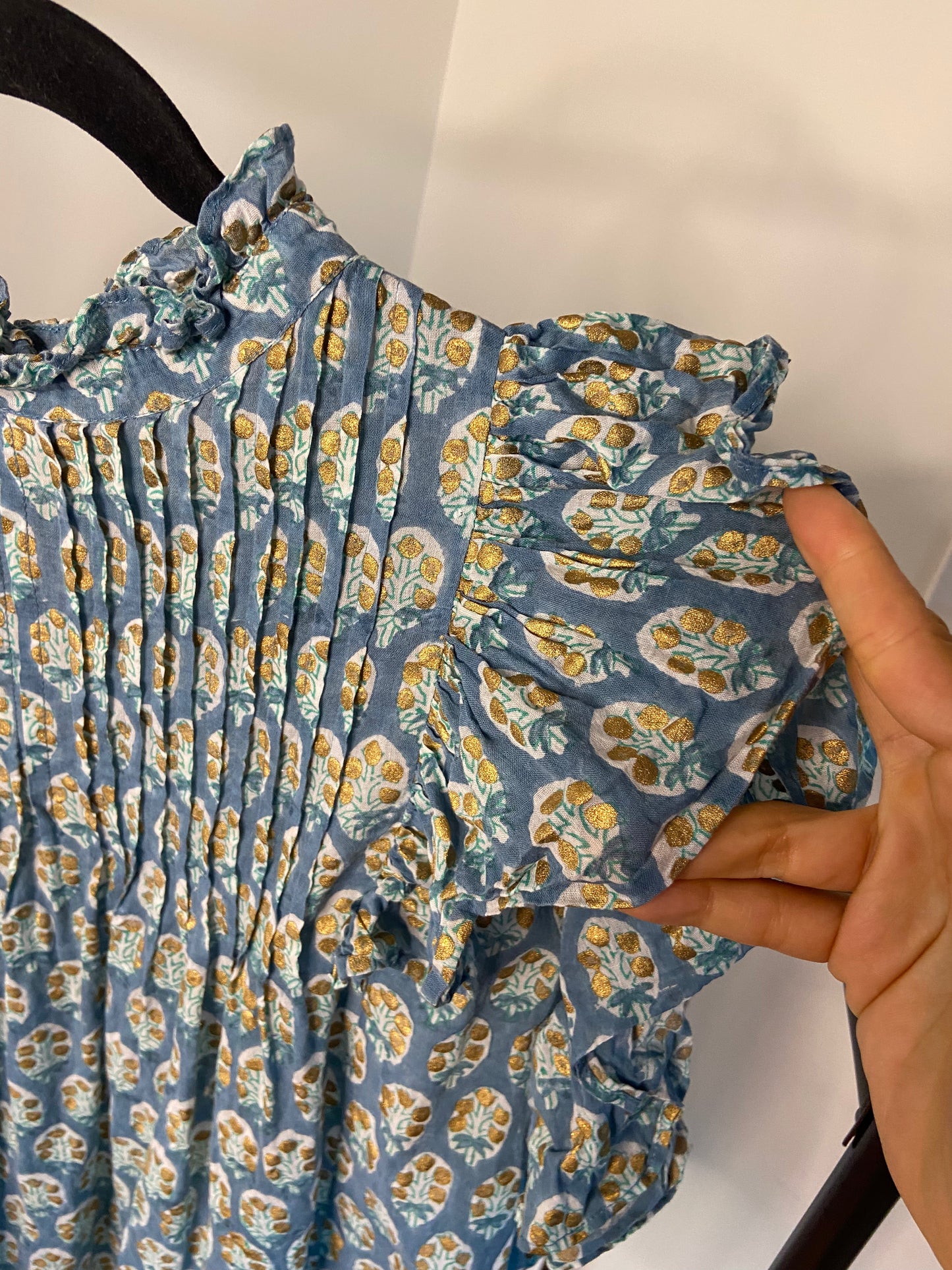 Oliphant Pintuck Ruffle Sleeve Blouse size XL