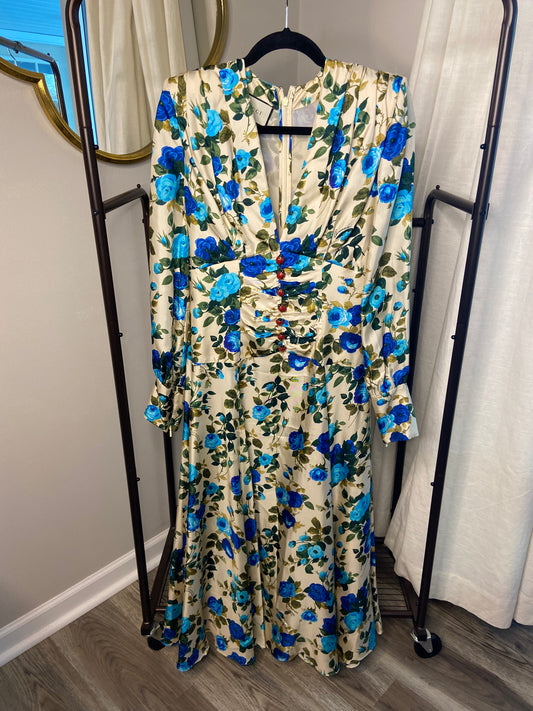 Gucci Rose-print Silk-twill Midi Dress size 40 - US 4