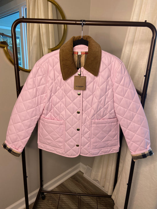Burberry Pale Candy Pink Quilted Barn Jacket size M