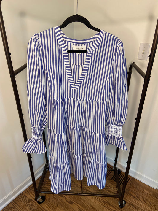 Pomander Place Blue and White Stripe Cotton Poplin Kenzo Dress size XL