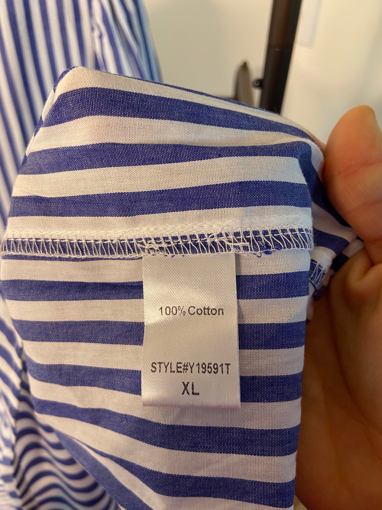 Pomander Place Blue and White Stripe Cotton Poplin Kenzo Dress size XL