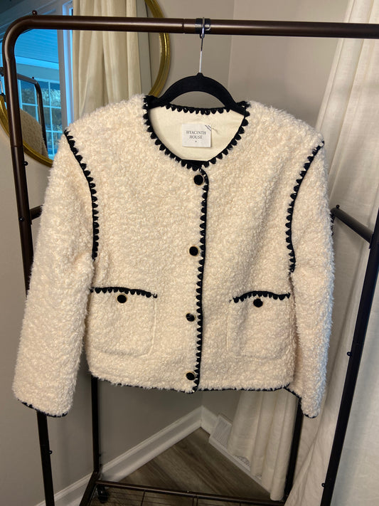 Hyacinth House Cream & Black Trim Audrey Jacket size M
