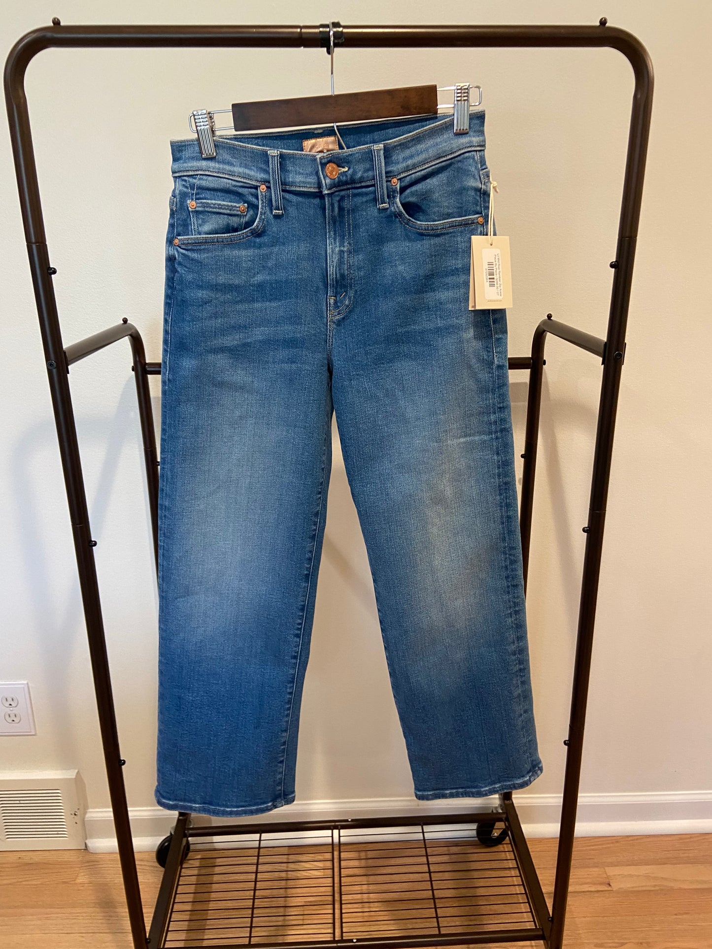 Mother Lil Mid Rise Rambler Zip Ankle Jeans in Piece by Piece Wash size 27