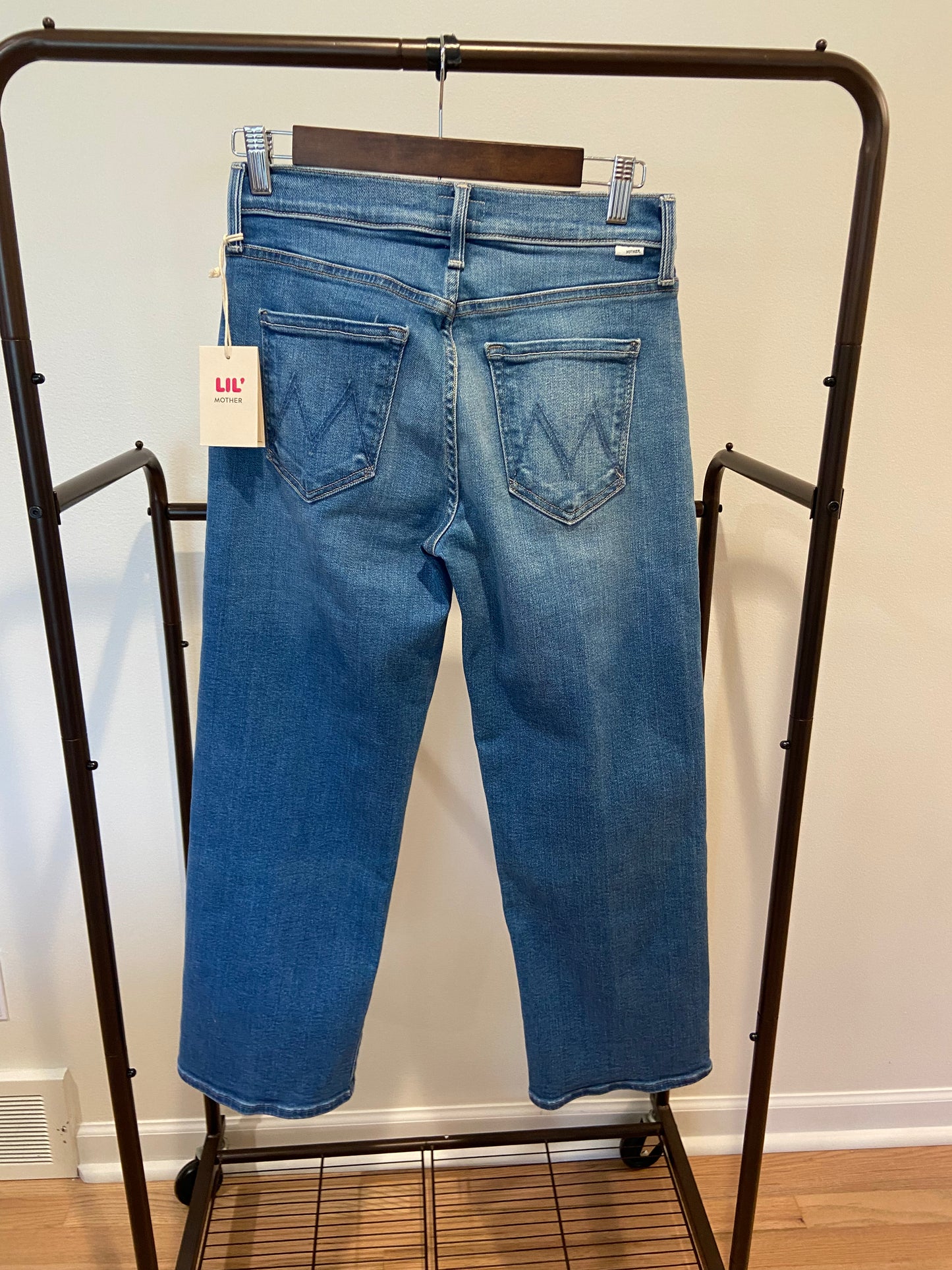 Mother Lil Mid Rise Rambler Zip Ankle Jeans in Piece by Piece Wash size 27