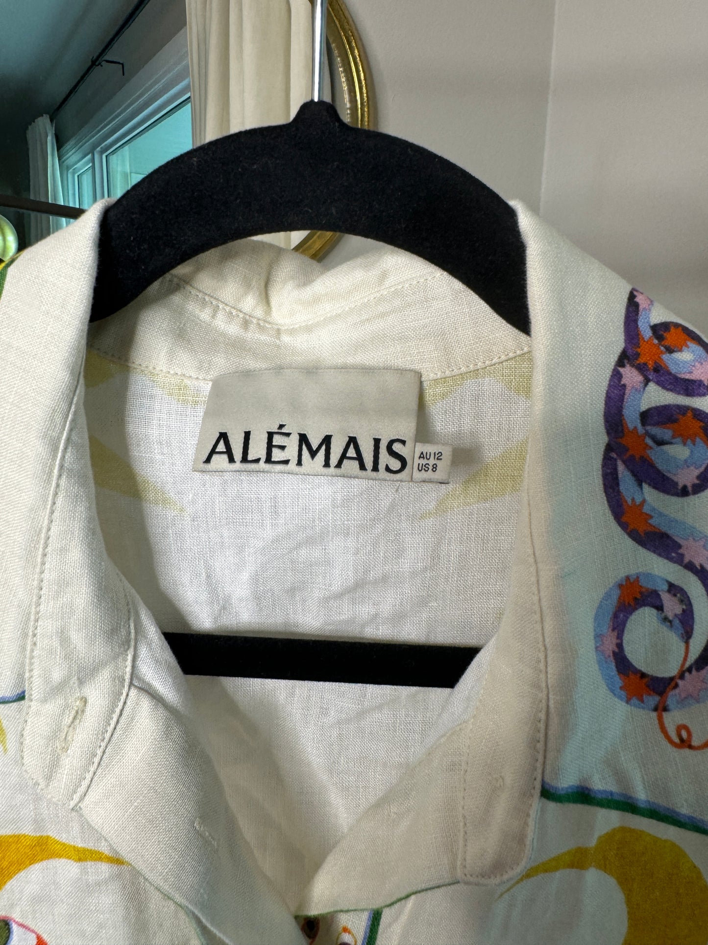 ALEMAIS Seeker Printed Linen Shirt size US 8