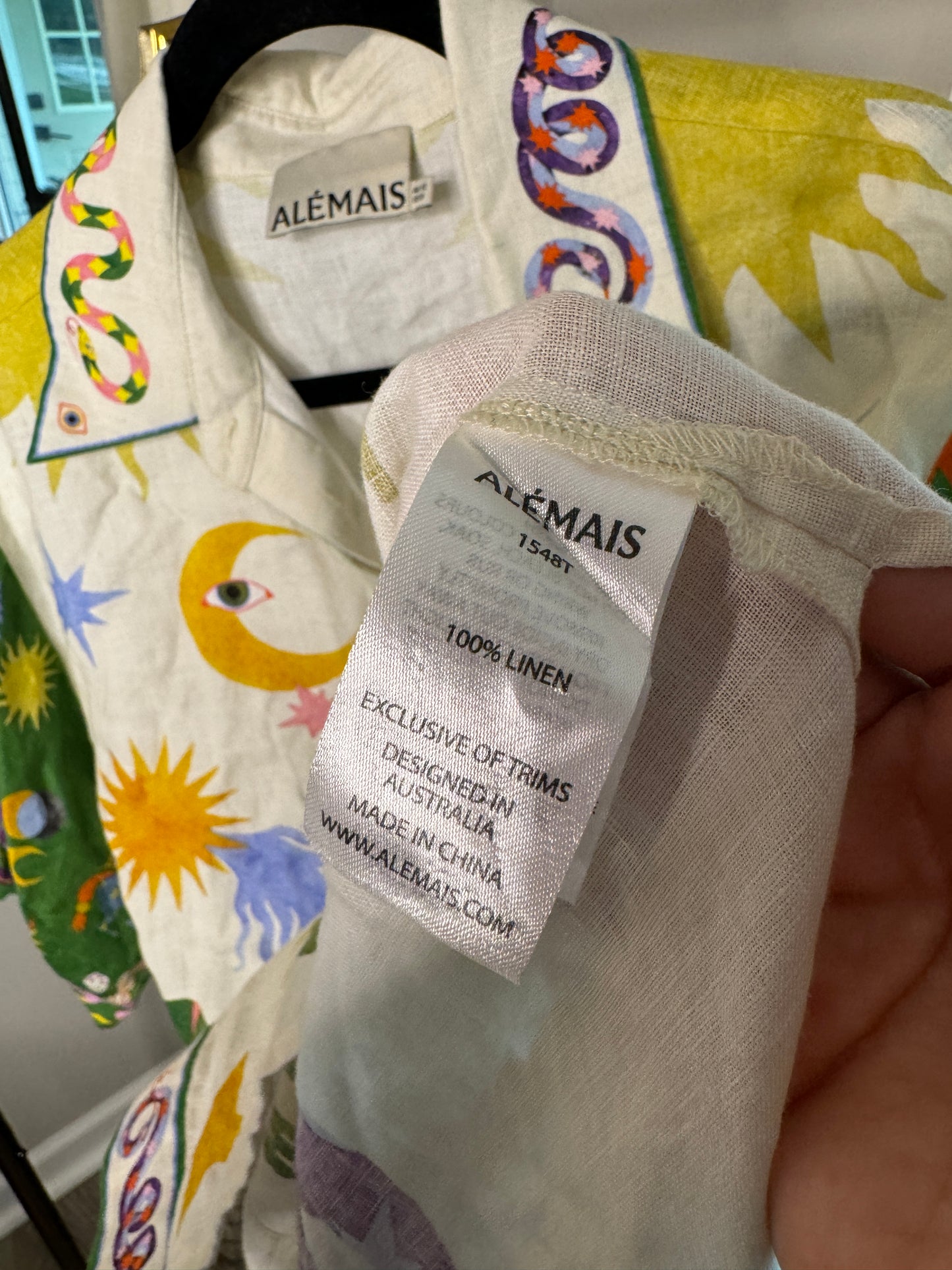 ALEMAIS Seeker Printed Linen Shirt size US 8