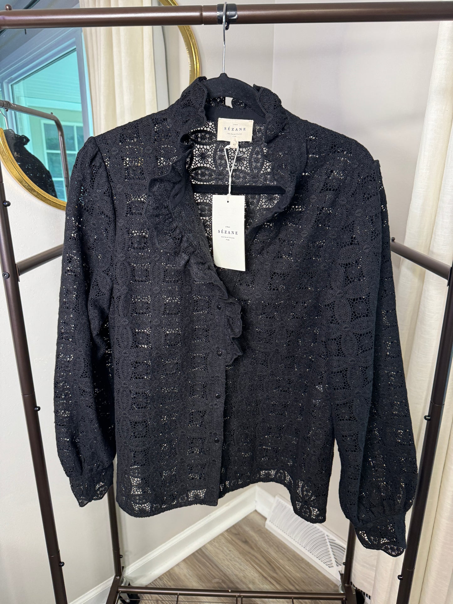 Sezane Chlo Blouse Noir size US 10