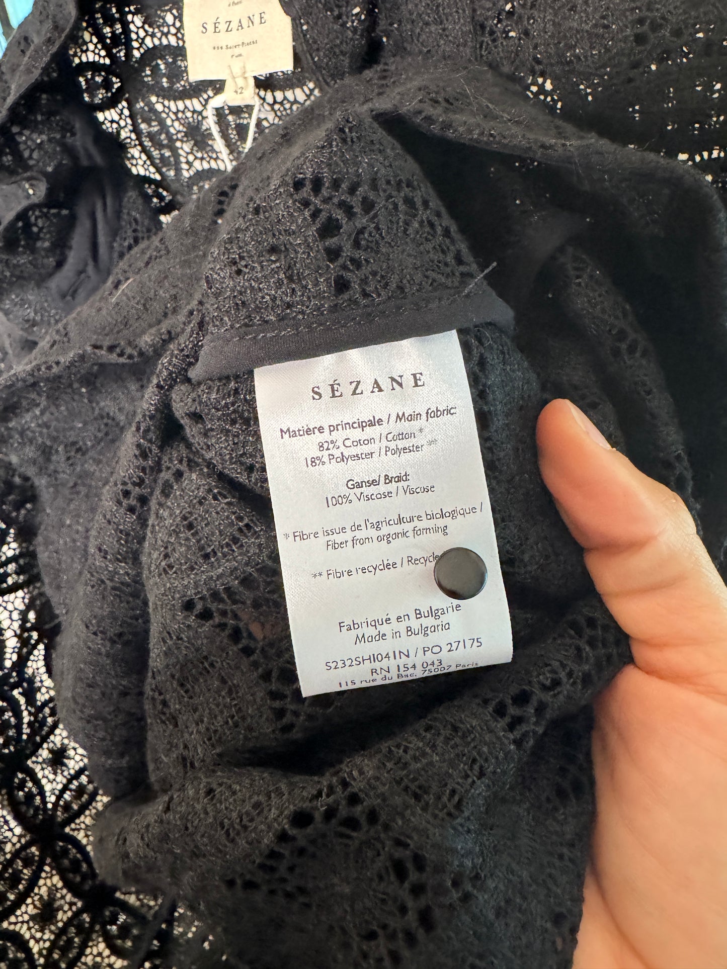 Sezane Chlo Blouse Noir size US 10